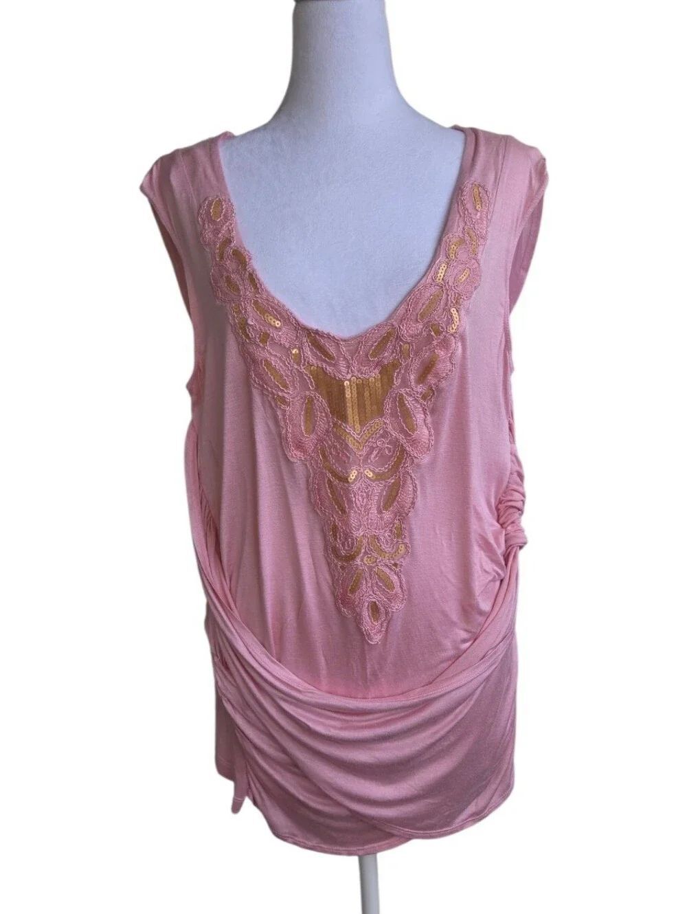 Torrid Women's Size 2 (2X) Pink Grecian Style Sequin Blouse